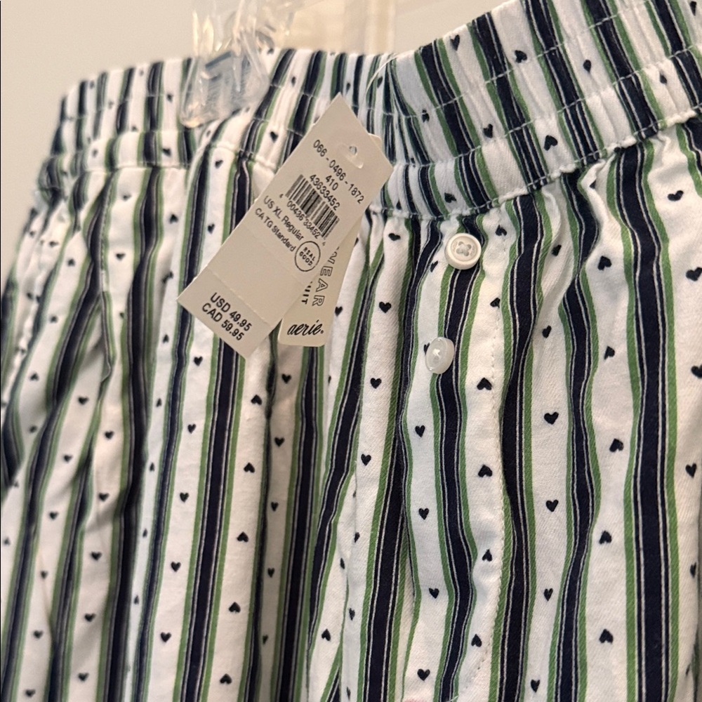 aerie Navy and White Vertical Stripe Lounge Pants - Picture 2 of 2